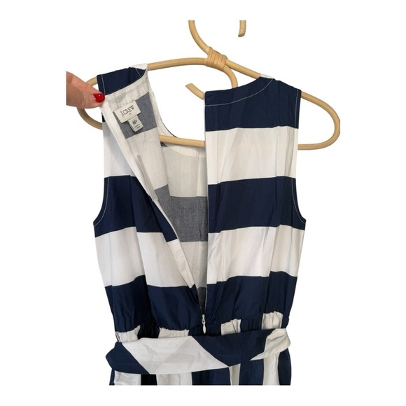 J. Crew **Navy Bold Stripe Poplin Midi Dress with Pocket Size 8P with No belt - Picture 7 of 14